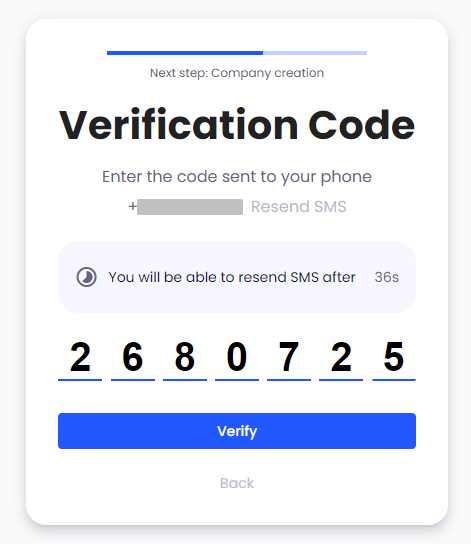 IPXO Verification Code window showing a code received via SMS. 