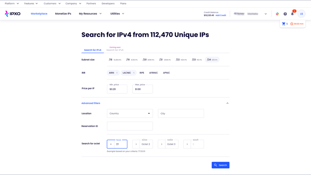 Search for IPv4 window