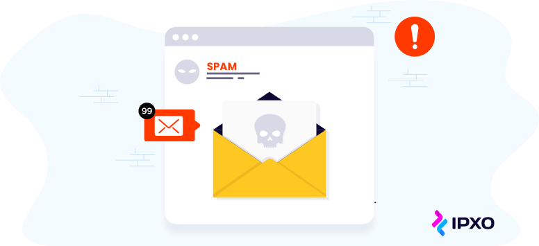 A graphic showing a malicious spam email in the email inbox.