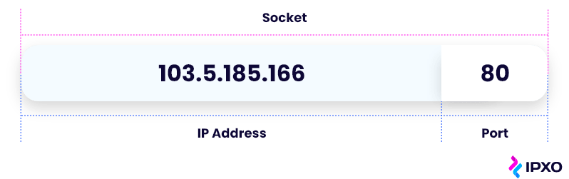 IP address and port number separated in the socket address example.