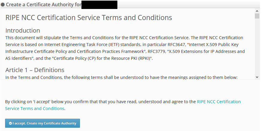Excerpt from RIPE NCC Certification Service Terms and Conditions document.