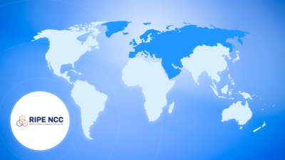 A map with RIPE NCC service region highlighted
