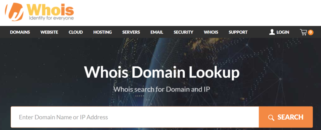 Homepage of the Whois Domain Lookup tool.