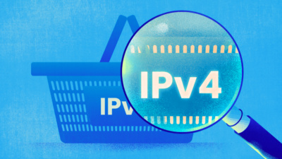 A shopping basket with IPv4 written on its side.