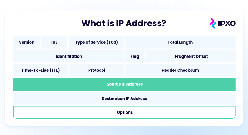 IPv4 packet header table with all its values.