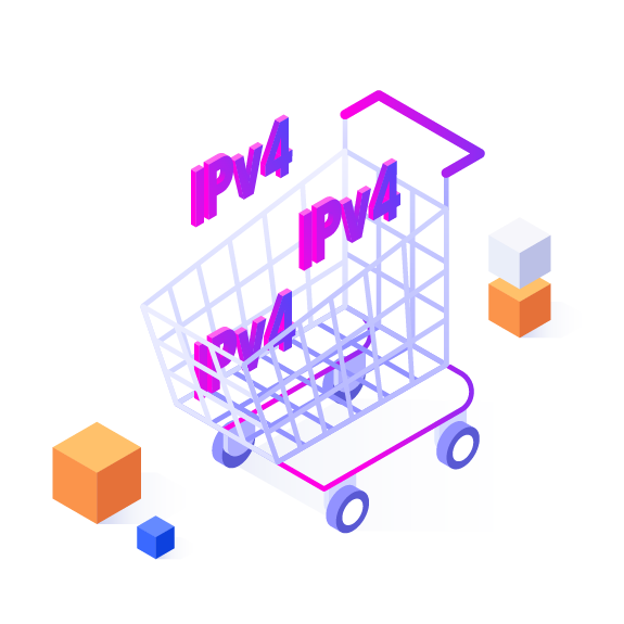 A shopping cart with IPv4 inside.