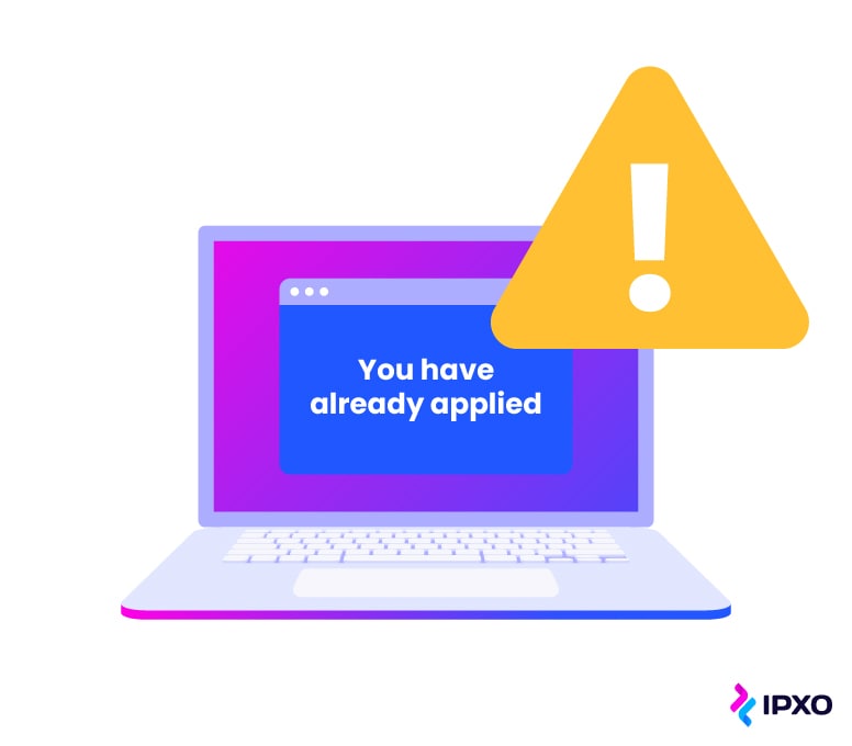 A warning sign on a laptop that you have already joined an IPv4 waiting list once.