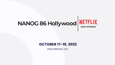 NANOG 86 event in Hollywood poster.