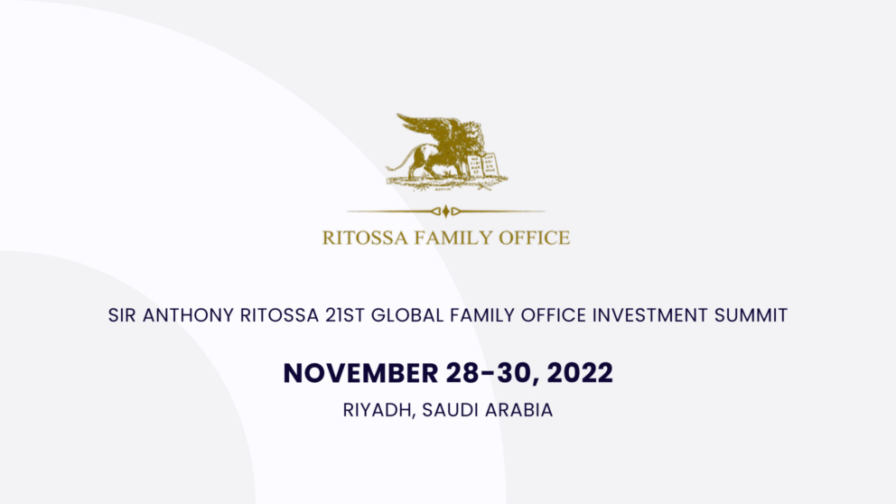 Sir Anthony Ritossa 21st Global Family Office Investment Summit event poster.