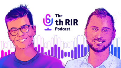 Two smiling people with The 6th RIR Podcast logo in between them.