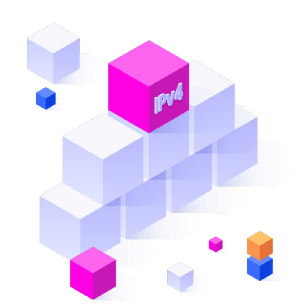 A stack of pink and blue blocks with IPv4 written on the side of each one.