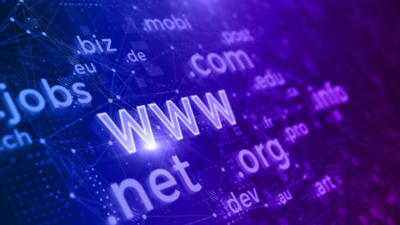 Various domain extensions, like, .net, .org, .com, and others.