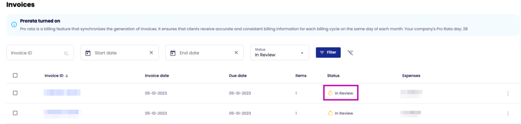 When you encounter the status "In Review", it indicates that the payment has been successfully made, and the funds have reached the payment gateway.