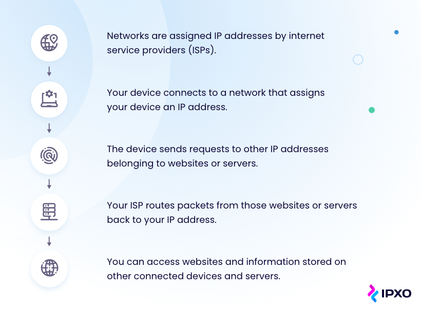 The process of being assigned and using an IP address
